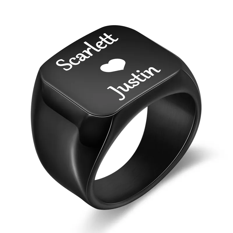 Bague Chevalière 2 Prénoms Personnalisés pour Homme Must-Have