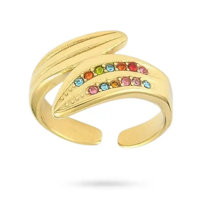 Seulement Aujourd’hui Bague femme réglable avec zirconiums colorés sertis