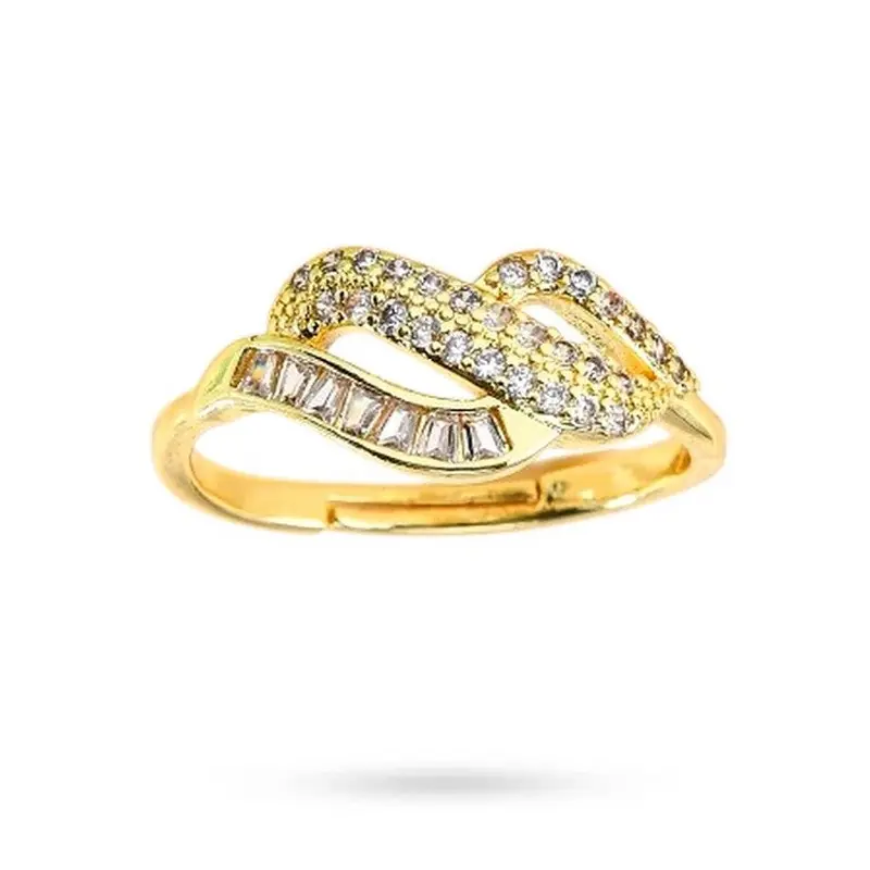 Bague femme réglable entrelacée avec zirconiums blancs sertis Achat Immédiat