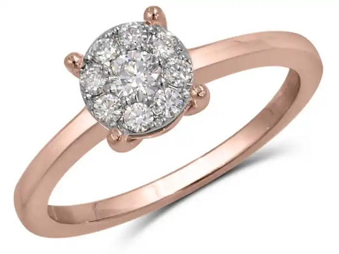 Bague Désire à diamants serti illusion 1.00ct en or rose 14k Offre Limitée