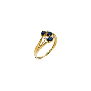 Seulement Aujourd’hui Bague Or Jaune 375/1000 Saphir Nuit sombre Diamant 0,03ct Saphir 0,75ct