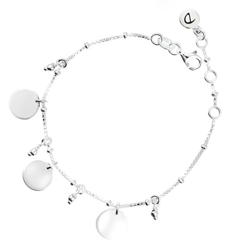 BRACELET CHAINE 3 PASTILLES Argent 925 Gravable Édition Limitée