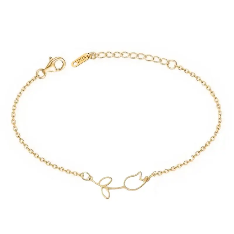 Offre Limitée Bracelet souple pour femme maille forçat fleur