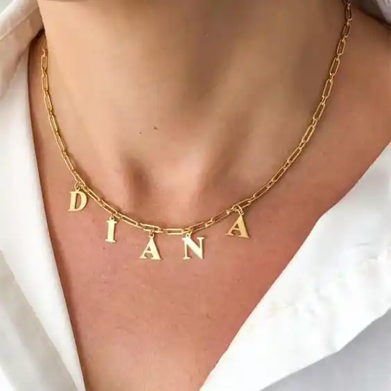 Usine Directe Collier Lettre Collier Chaîne à Maillons En Argent 925 Prénom Personnalisé 8 Lettres|Jessemade