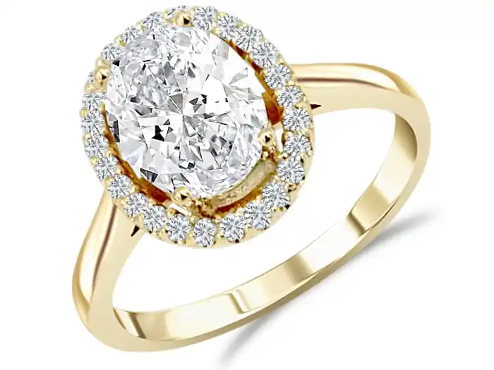 Bague Bristol largo moissanite et halo de diamants en or jaune 14k pour femme Quantité Limitée