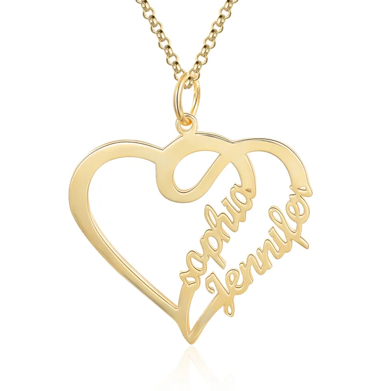 Collier Coeur 2 Prénom Personnalisé En Argent 925 Pour Femme|Jessemade Bon Plan