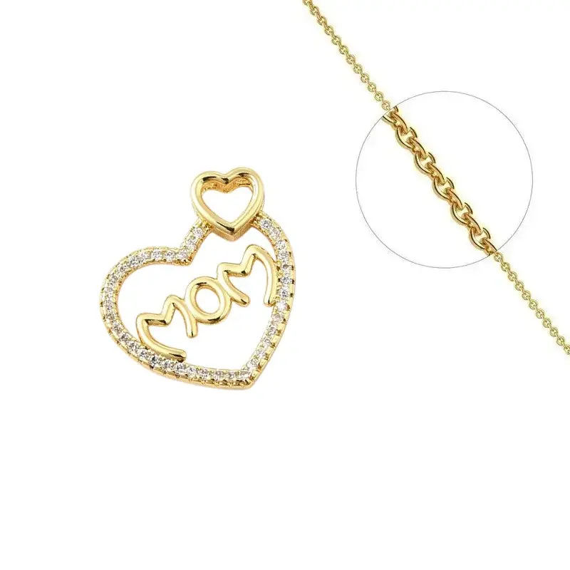 Dernière Chance Collier chaîne et pendentif double cœurMom avec des zirconiums blancs sertis