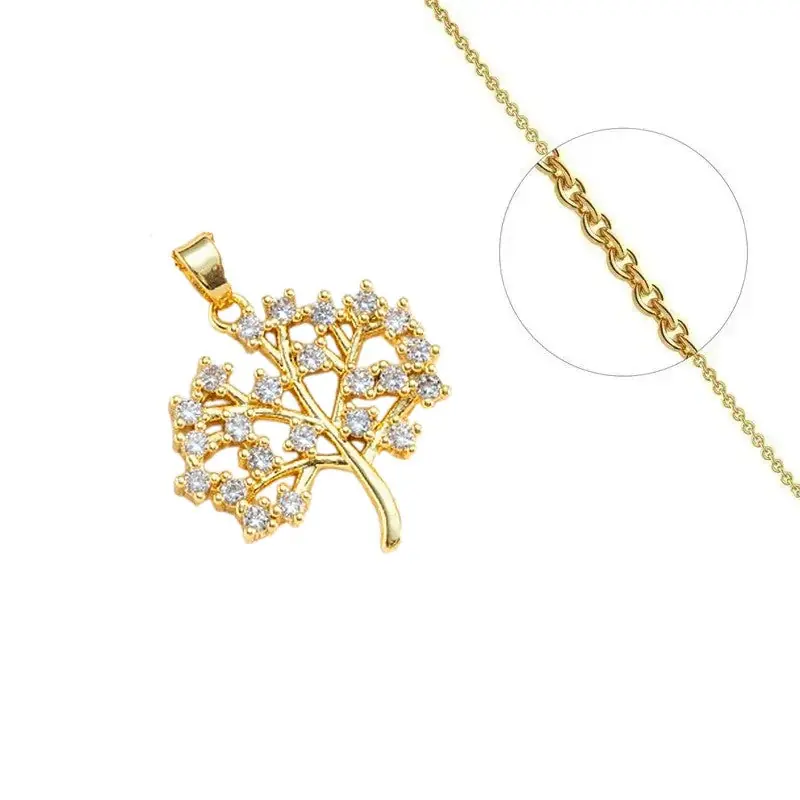 Collier chaîne et pendentif arbre de vie zirconiums blancs sertis Nouvelle Collection