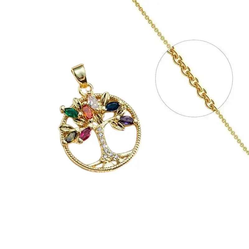 Meilleure Vente Collier chaîne et pendentif arbre de vie zirconiums couleurs sertis