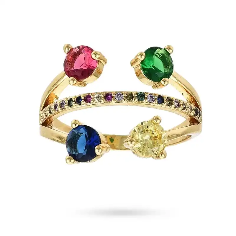 Acheter En Ligne Bague femme réglable multitude de zirconiums couleurs sertis
