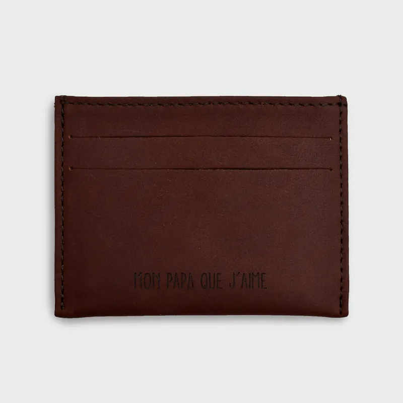 Porte-carte personnalisé cuir couleur cognac 9,7x7,3cm Promotion