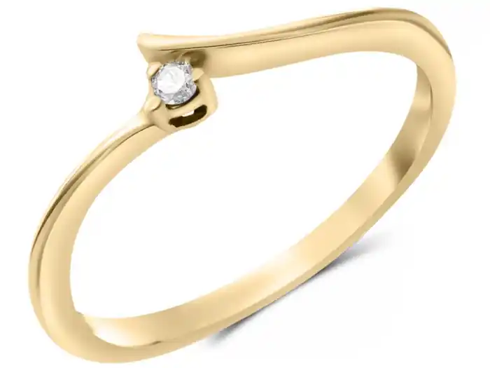 Populaire Bague Sobra solitaire diamant .02ct anneau dévié en or jaune 10k pour femme