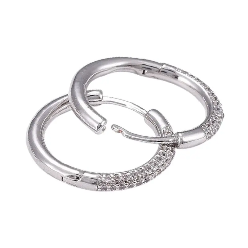 Nouveauté Boucles d'oreilles Créoles dorée or blanc zirconiums sertis