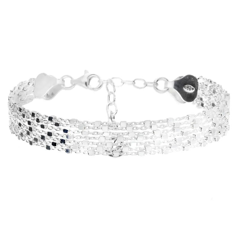 Produit De Marque BRACELET 7 CHAINES FINES PETITS CARRES LISSES
