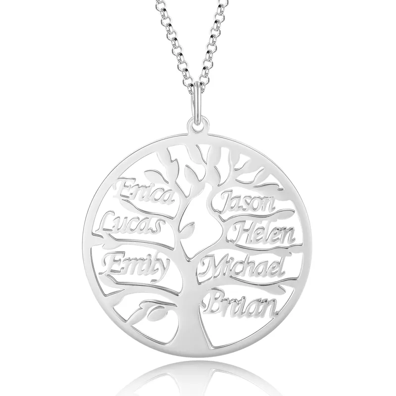 Original Collier Argent Arbre de vie Arbre généalogique 7 prenoms