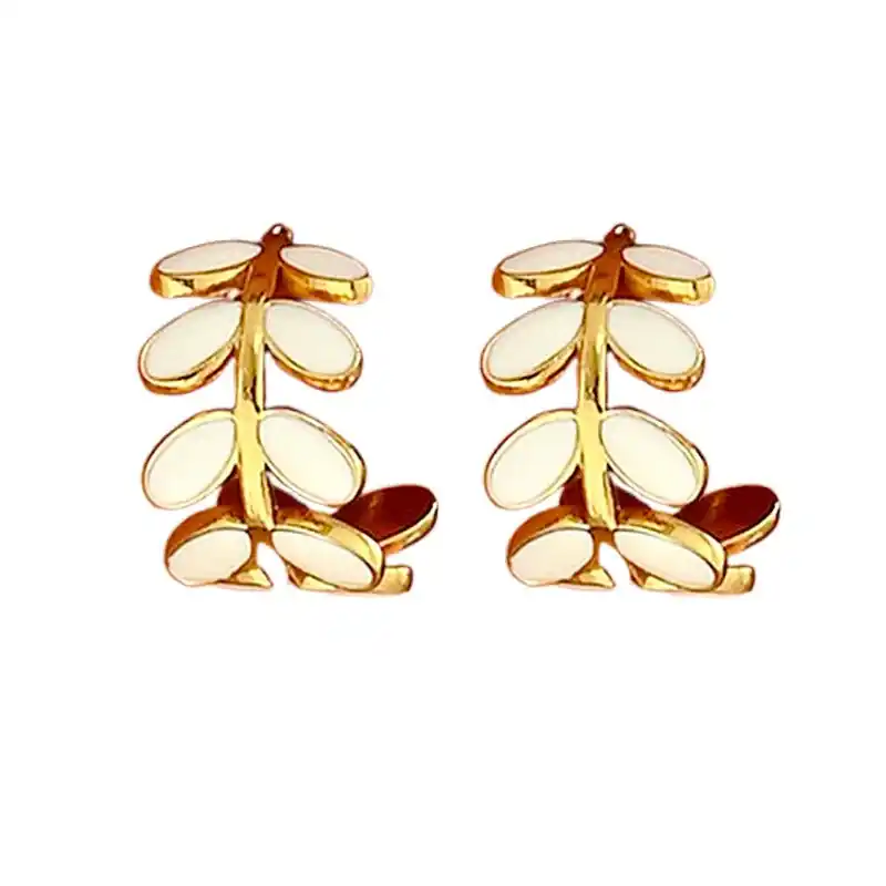 Petit Prix Boucles d'oreilles feuille nacre blanc