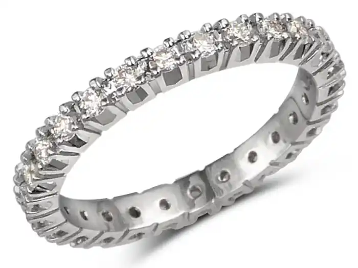 Jonc éternité diamants de 2 points 4 griffes classiques total .52ct en or blanc 14k Vente Directe