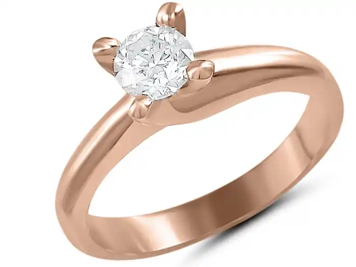 Bague Louange solitaire à diamant 46 points anneau croisé en or rose 14k Retour Gratuit