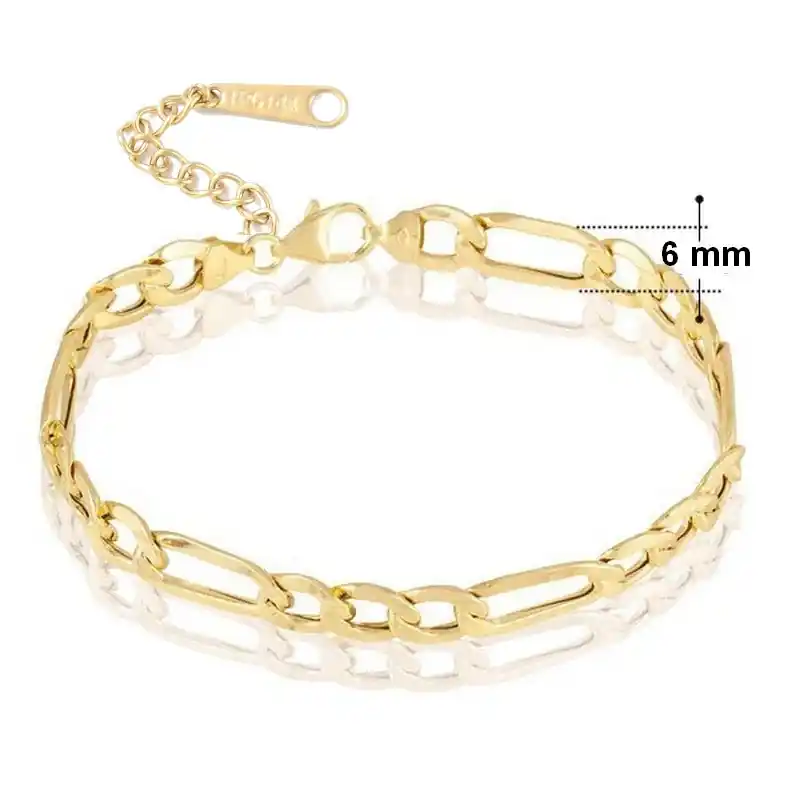 En Vogue Bracelet pour femme - Maille figaro - 6 mm