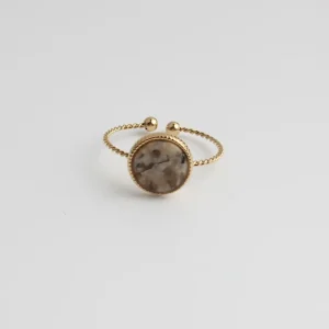 Soldes Caya - Bague - Pierre naturelle - Acier inoxydable - Ajustable