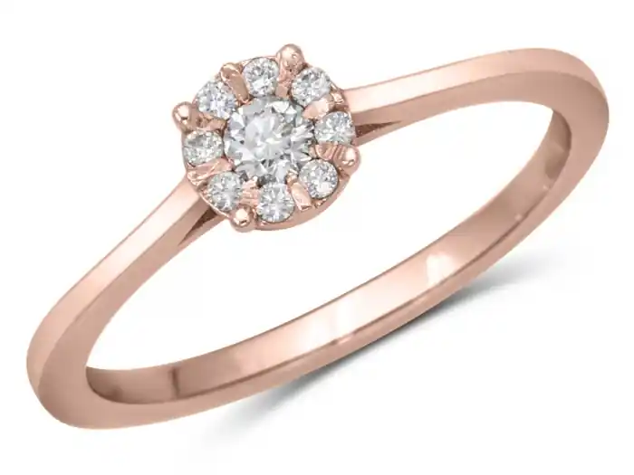 Bague Charmeuse halo de diamants illusion de plus d'un demi-carat en or rose 14k Prix Bas