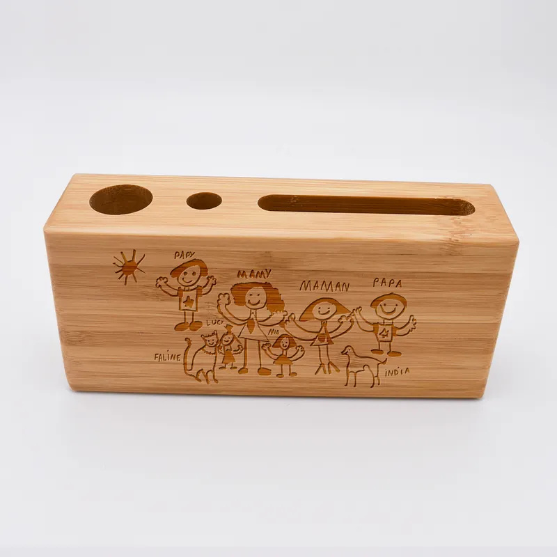 Acheter Direct Organiseur de bureau personnalisé14,6x6,5 cm bois gravé