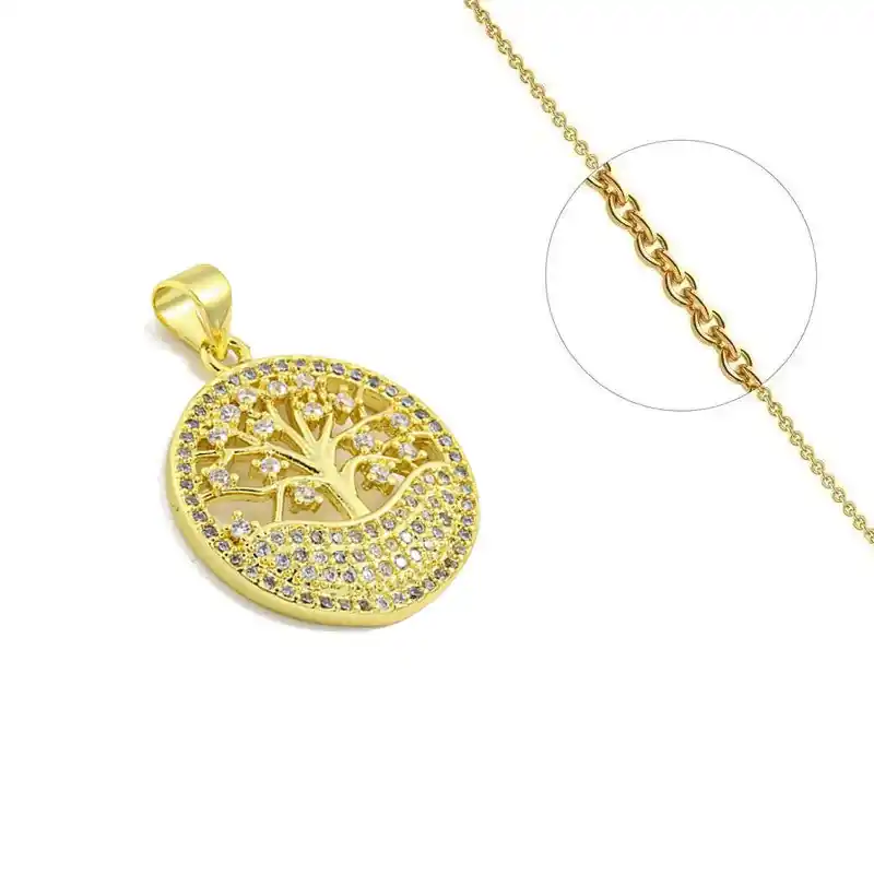 Top Vente Collier chaîne pendentif arbre de vie zirconiums sertis