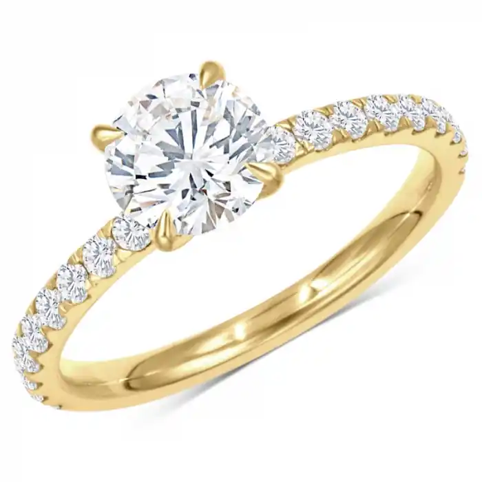 Bague Aurévia soltaire épaulé 1 carat griffes tigre en or jaune 10k pour femme Usine Directe