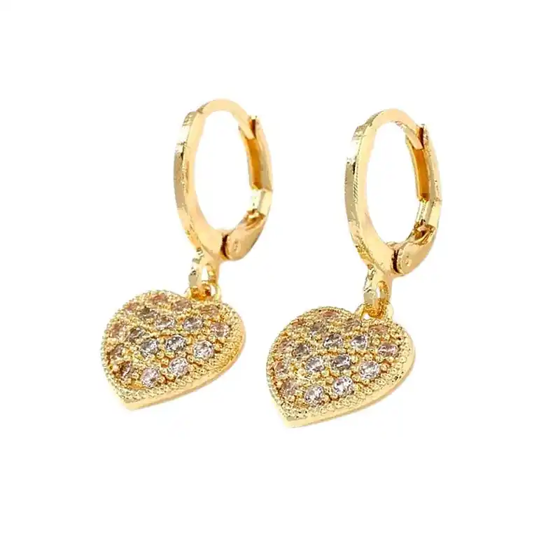 Boucles d'oreilles petit cœur zirconiums sertis Commander Vite