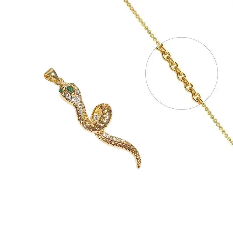 Collier chaîne pendentif serpent zirconiums sertis Commande En Gros