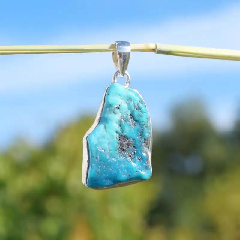 Expédié Aujourd’hui Pendentif en argent et Turquoise brute d'Arizona