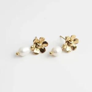Perle et marguerite - Boucles d'oreilles - Boucles d'oreilles - Acier inoxydable Commander Maintenant