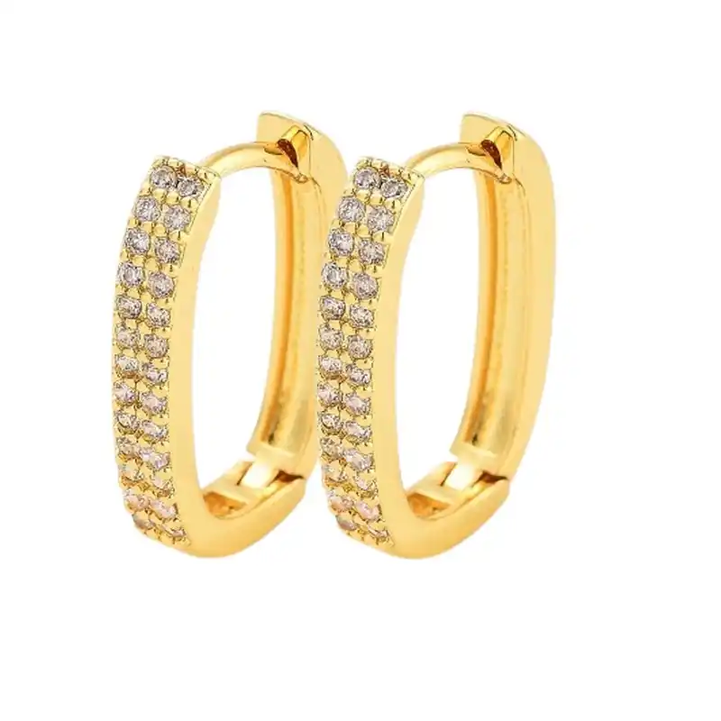 Promotion Saisonnière Boucles d'oreilles Créoles rectangles avec zirconiums sertis