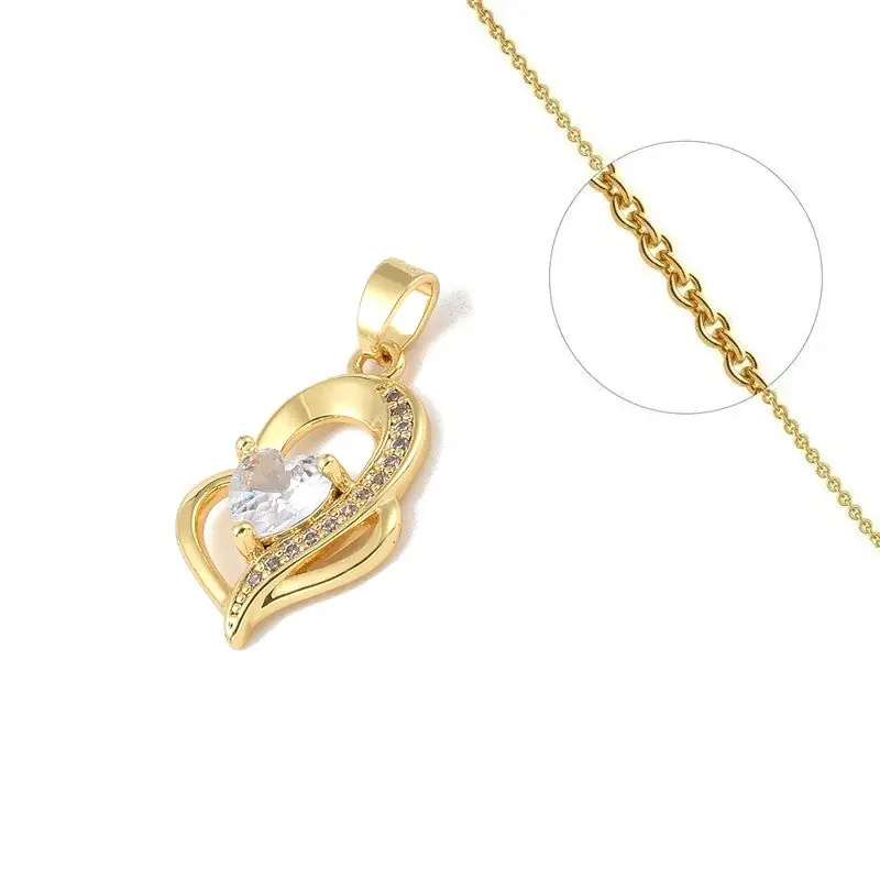 Collier chaîne pendentif cœurs zirconiums sertis Livraison Mondiale
