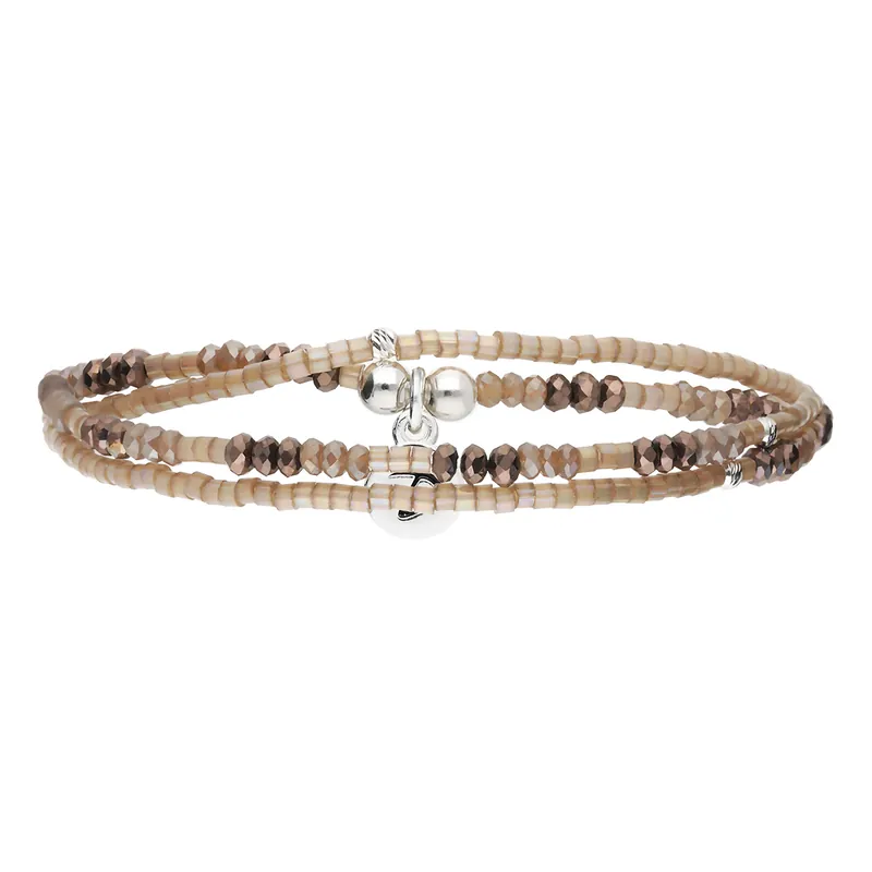 Dernier Modèle Bracelet Élastique En Argent 925 2 Tours Marron Le Minutieux