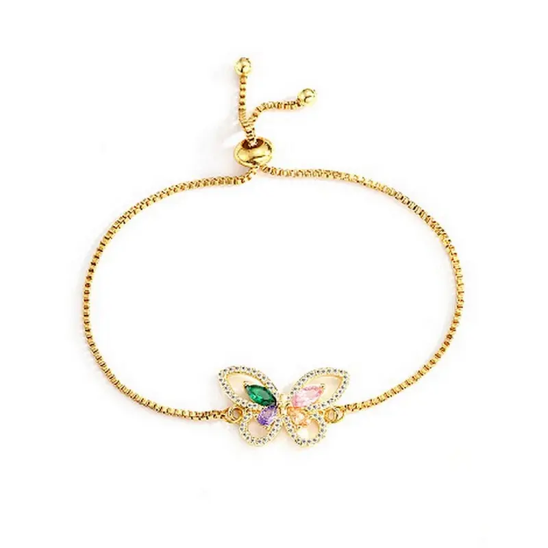 Bracelet pour femme - coulissant papillon avec zirconiums sertis Exclusif