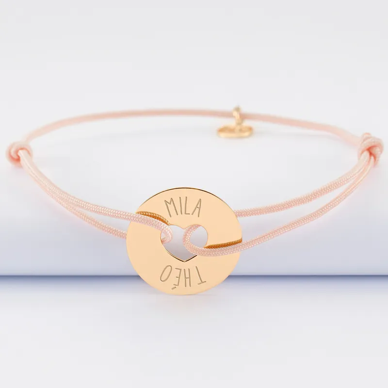 Acheter Direct Bracelet personnalisé médaille gravée plaqué or cible coeur 21 mm