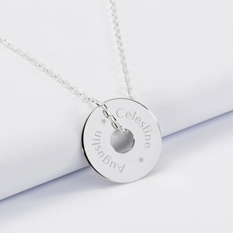 Acheter En Ligne Pendentif personnalisé médaille gravée argent cible 20 mm