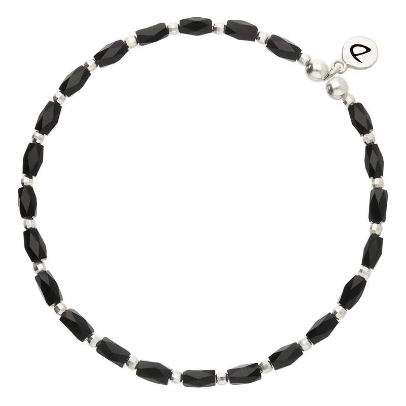 Bracelet Élastique En Argent 925 Noir Le What Promotion