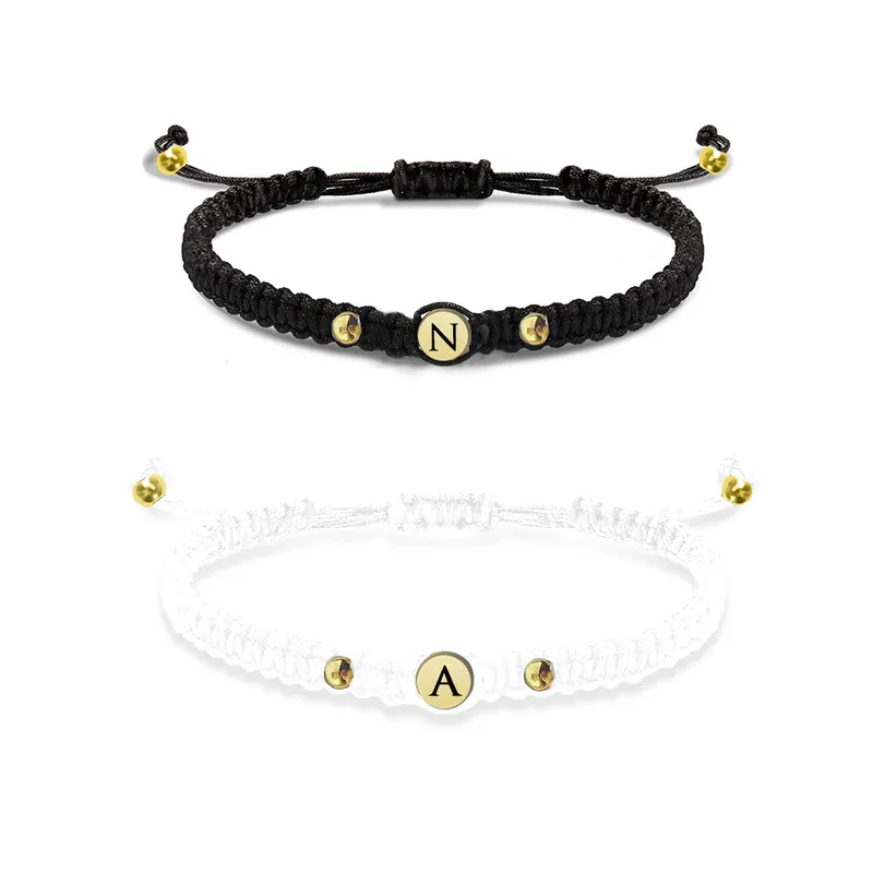 2PCS Bracelet Initiale avec 2 Lettres Personnalisées Noir et Blanc pour Couple|Jessemade Jusqu’à Épuisement Des Stocks