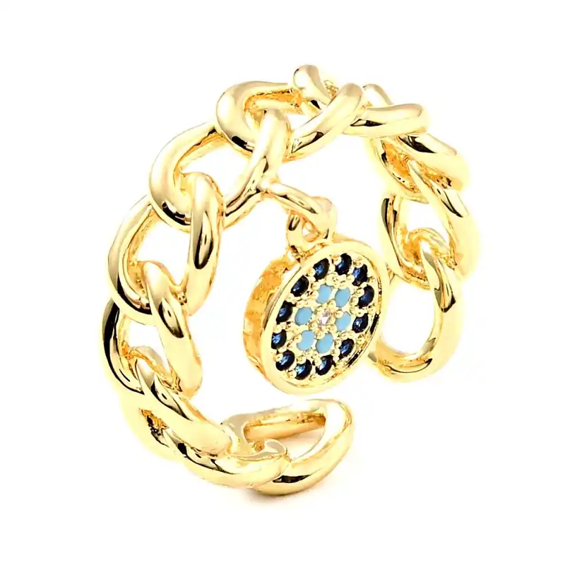 Bague femme réglable breloque zirconiums colorés Gros Lot