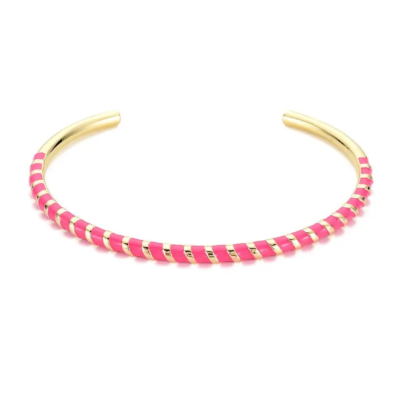 Top Vente Bracelet pour femme - manchette zirconiums et émail rose