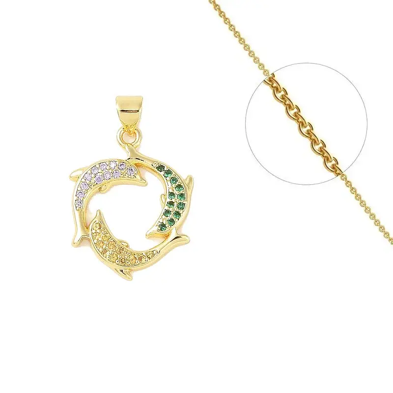 Collier chaîne et pendentif dauphins Meilleure Qualité