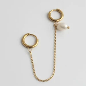 Pearl- Pierre naturelle - Boucle d'oreille double - Acier inoxydable Retour Gratuit