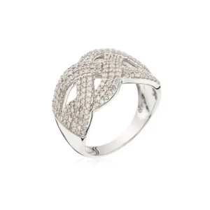Quantité Limitée Bague Or Blanc 375/1000 Tresse Sublime Diamant 1ct