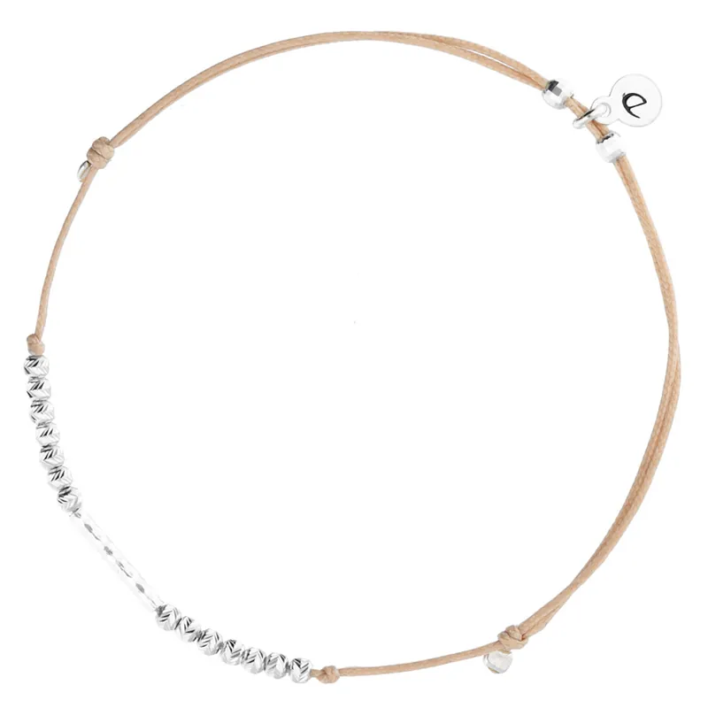Remise BRACELET CORDON BEIGE PERLES SCINTILLANTES