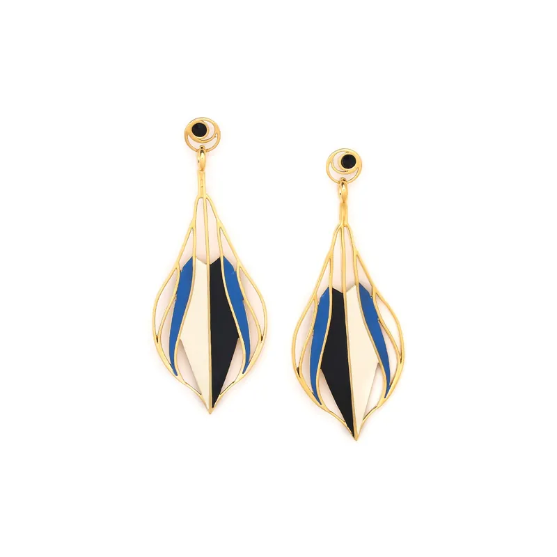 Vente Directe Boucles d'oreilles poussoir 2 en 1 - noir - Esprit Boheme - Cancun