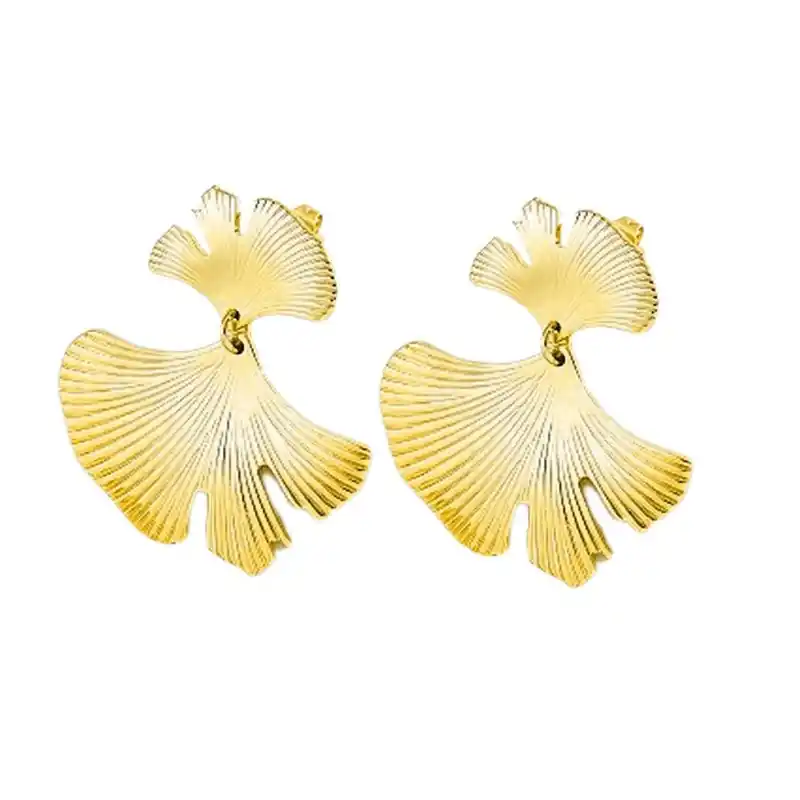 Original Boucles d'oreilles feuilles acier doré