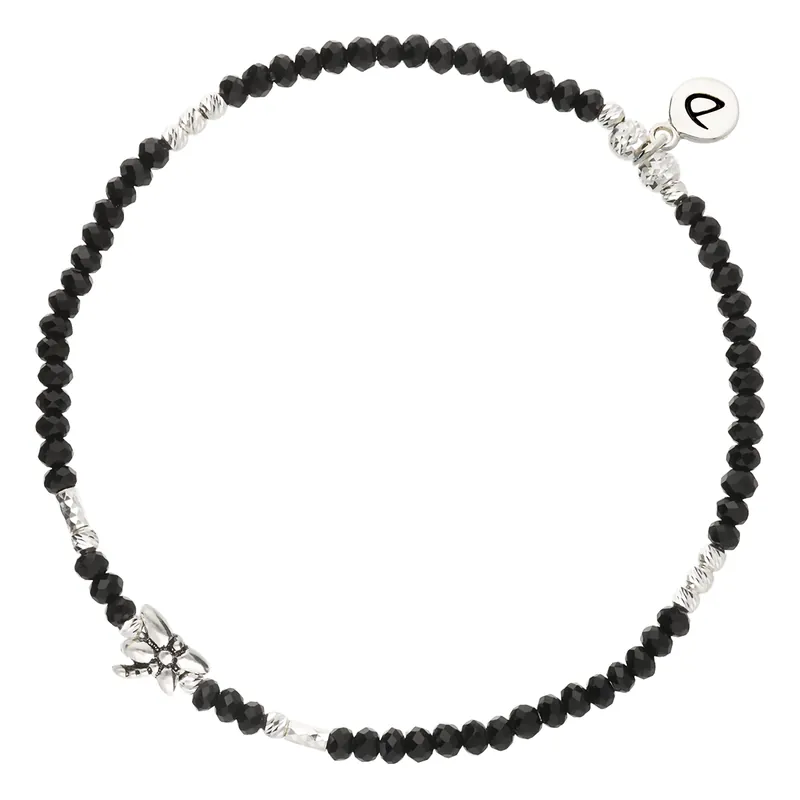 Bracelet Élastique En Argent 925 Noir Ma Libellule Pas Cher