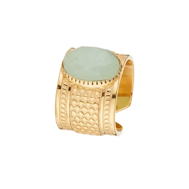Acheter En Ligne Bague ajustable Aventurine verte Laiton doré Crépuscule
